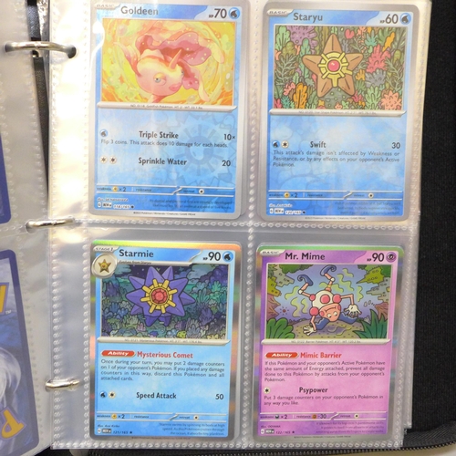 2043 - A full binder of scarlet and violet 151 part set of Pokémon cards, part set includes 105 holographic... 