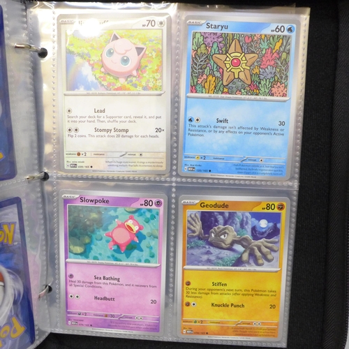 2043 - A full binder of scarlet and violet 151 part set of Pokémon cards, part set includes 105 holographic... 