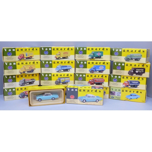 2076 - Seventeen Vanguards die-cast model vehicles, boxed