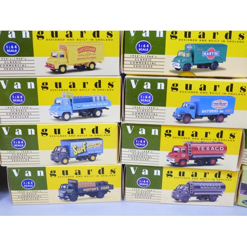 2076 - Seventeen Vanguards die-cast model vehicles, boxed