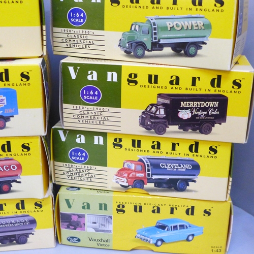 2076 - Seventeen Vanguards die-cast model vehicles, boxed