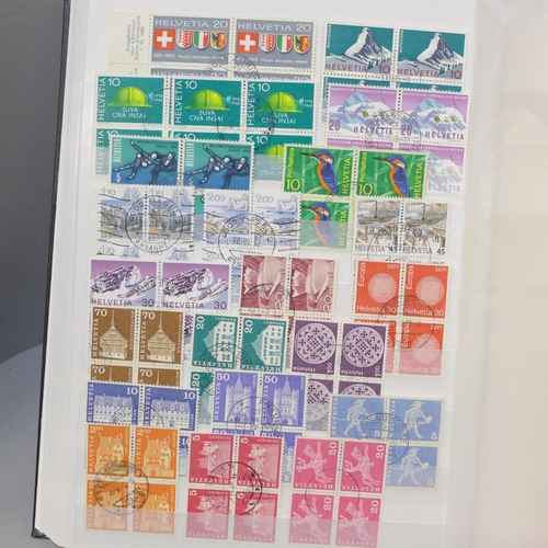 2088 - Stamps; a stockbook of fine used Switzerland stamps, mainly in blocks of four