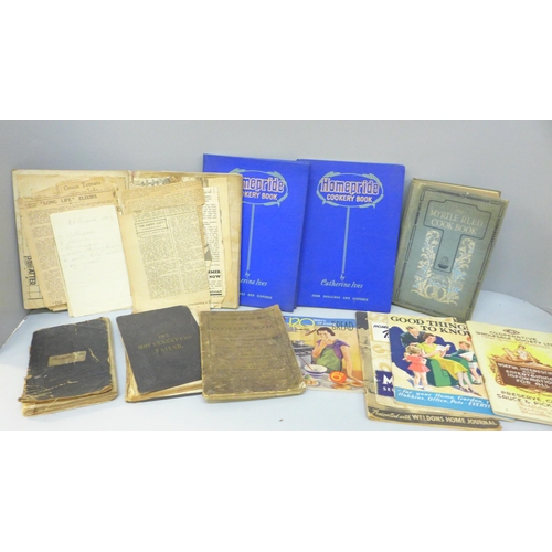 2095 - Vintage recipe and cookery books and a 19th Century hand-written book of recipes