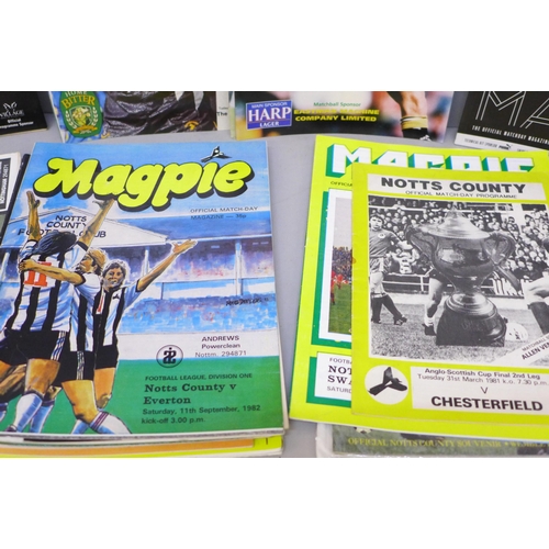 2100 - Football memorabilia; Notts County programmes with 42 different formats from 1958 onwards and includ... 