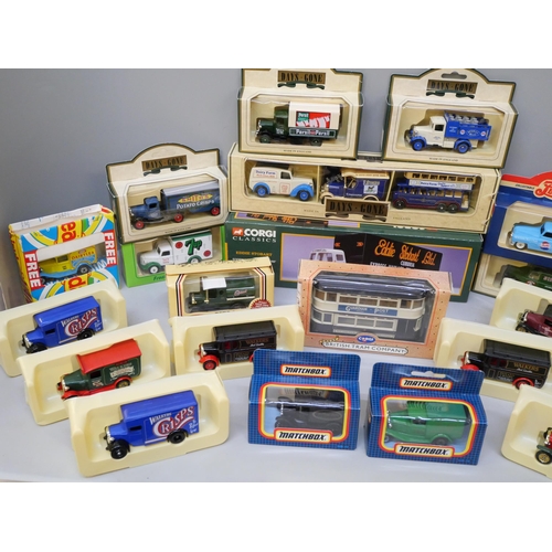 2137 - A collection of die-cast model vehicles, cars, buses and lorries by Days Gone, Corgi, Llledo and Mat... 