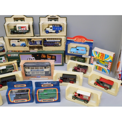 2137 - A collection of die-cast model vehicles, cars, buses and lorries by Days Gone, Corgi, Llledo and Mat... 