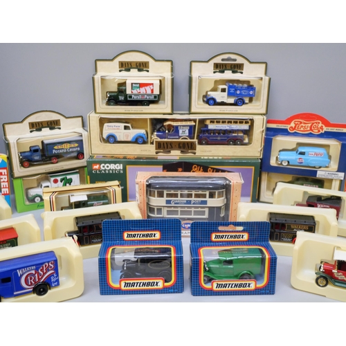 2137 - A collection of die-cast model vehicles, cars, buses and lorries by Days Gone, Corgi, Llledo and Mat... 