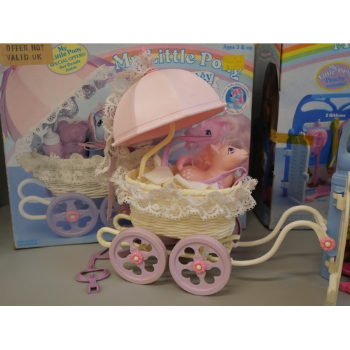 2145 - A My Little Pony Grooming Parlour with Peachy Pony and My Little Pony Baby Buggy, both boxed