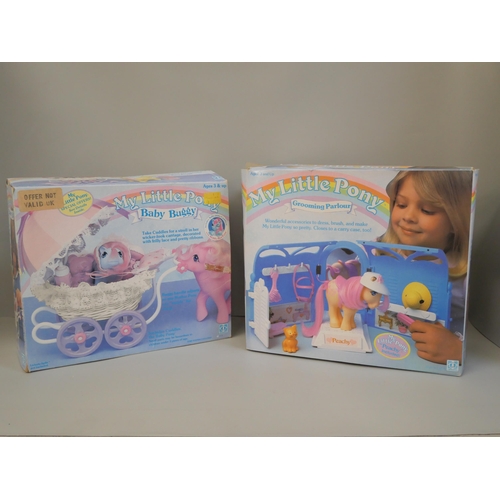 2145 - A My Little Pony Grooming Parlour with Peachy Pony and My Little Pony Baby Buggy, both boxed