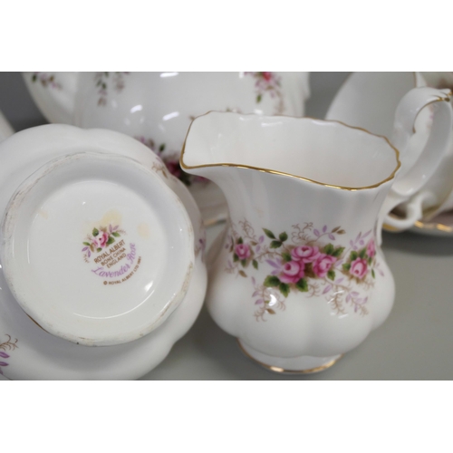 2176 - A box of Royal Albert Lavender Rose tea ware, coffee pot lacking lid **PLEASE NOTE THIS LOT IS NOT E... 