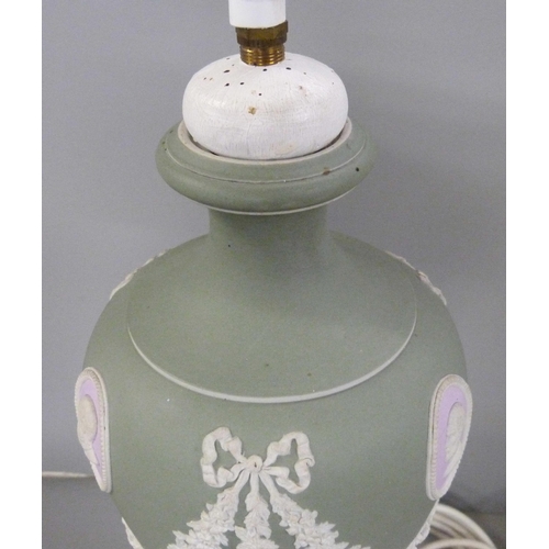 2196 - A Wedgwood green jasper table lamp, 54cm