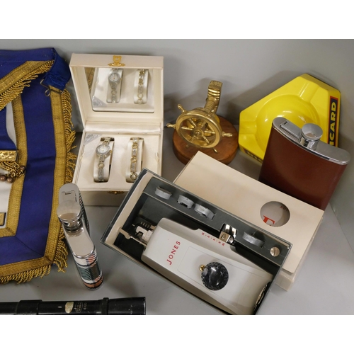 2211 - A ladies wristwatch and bracelet set, a Jones button-holing machine, a ship's wheel nut-cracker, etc... 