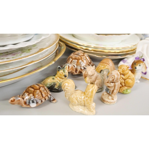 2233 - A collection of fine bone china tableware including a toast rack, candlesticks and Wade Whimsies **P... 