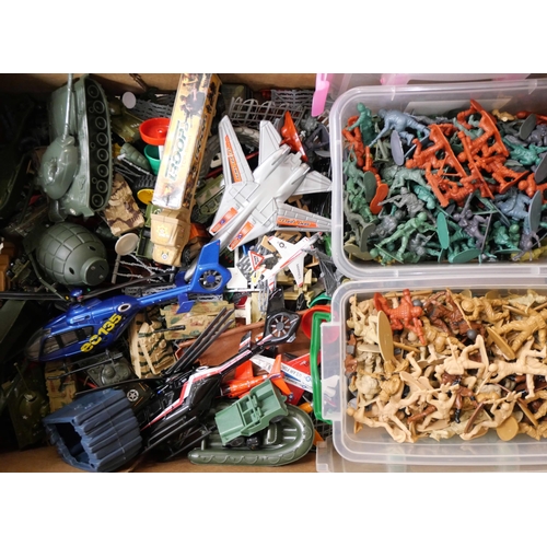 2281 - A collection of plastic toy soldiers, tank, aircraft and helicopters **PLEASE NOTE THIS LOT IS NOT E... 