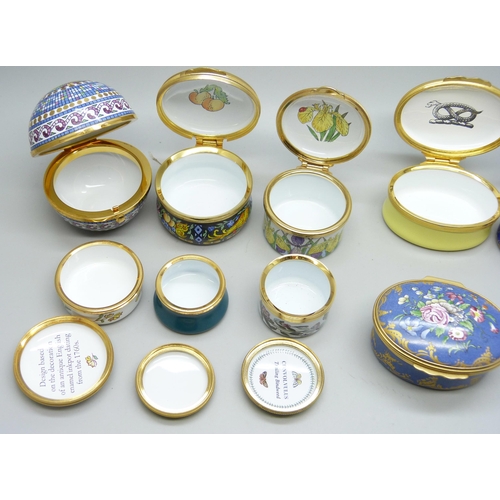 2304 - Eleven enamel boxes; five Halcyon Days, one Crummles, three Staffordshire Enamels and two others