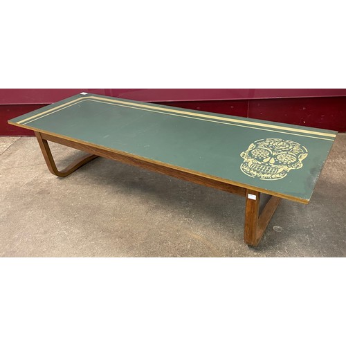 59A - A painted teak rectangular coffee table