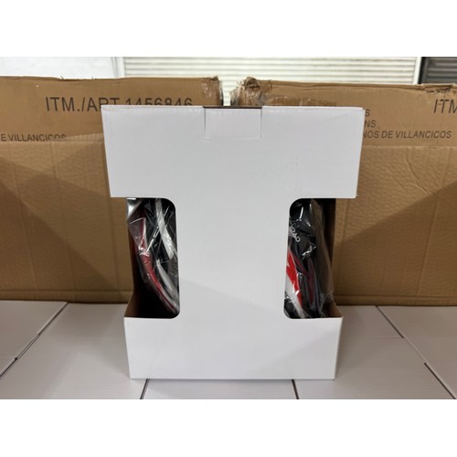 5211 - A box of 10 black, red and white cycle helmets