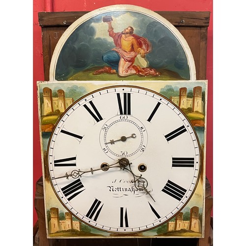 103 - A 19th Century mahogany and oak 8-day longcase clock, the painted dial signed J. Cook, Nottingham