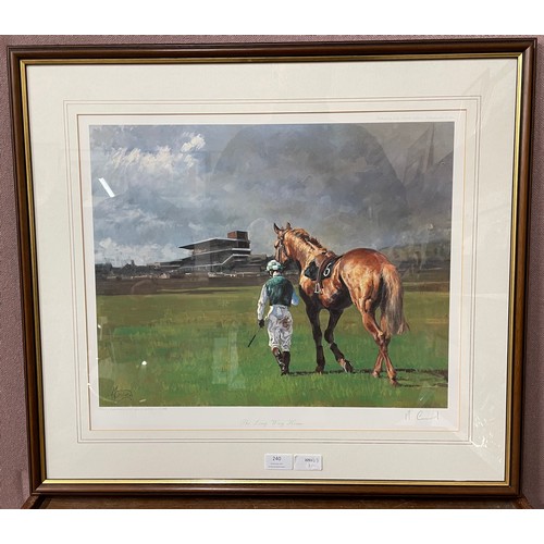 240 - A horse racing print, The Long Way Home, framed