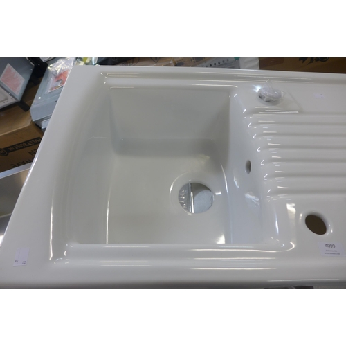 4099 - Evia 1.0 Bowl RVS Ceramic Sink White with drainer Original RRP £274.17 + vat  * This lot is subject ... 