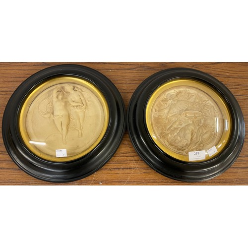 258 - A pair of Parian ware plaques by The Art Union of London, May Morning, and Fall of the Rebel Angels,... 