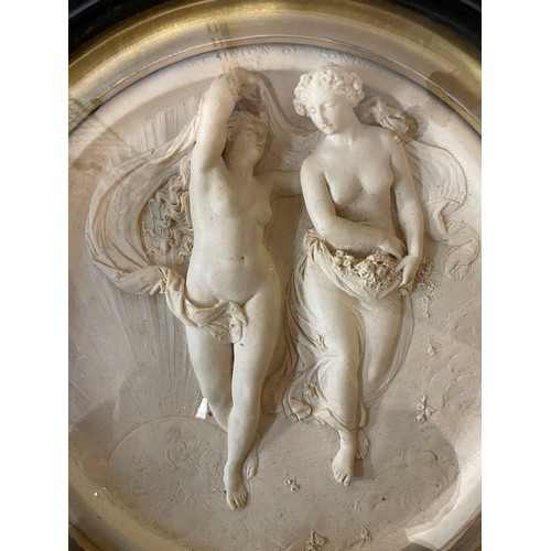 258 - A pair of Parian ware plaques by The Art Union of London, May Morning, and Fall of the Rebel Angels,... 