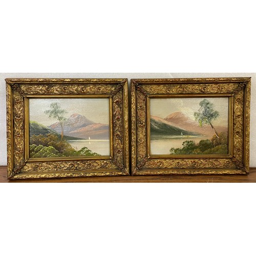 261 - English School, pair of lake scenes, oil on board, framed