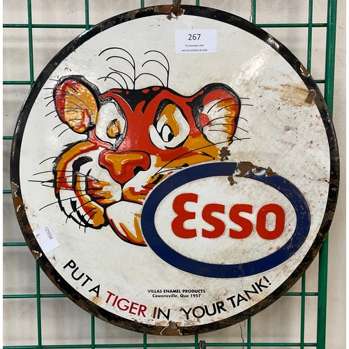 267 - A circular enamelled metal Esso sign