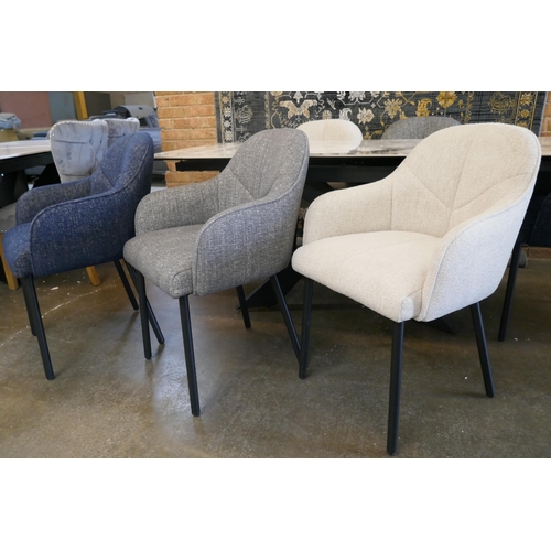 3042 - A Kos extending dining table and a harlequin set of six fabric upholstered dining chairs *This lot i... 