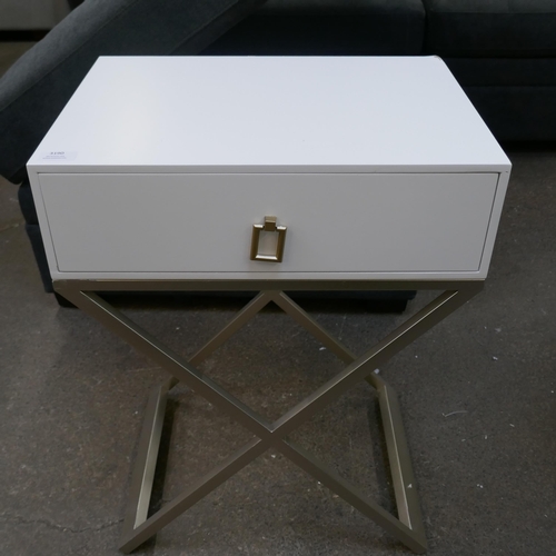 3066 - A pair of white painted side tables with crossed legs