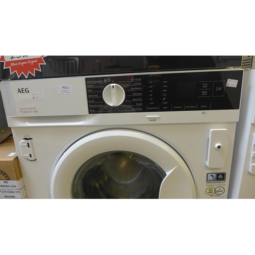 4033 - AEG Washing Machine Timesaver 1-8kg  *This lot is subject to VAT