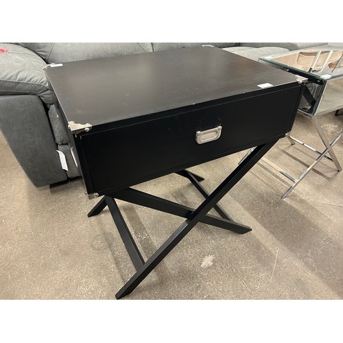 3071 - A black painted single drawer side table