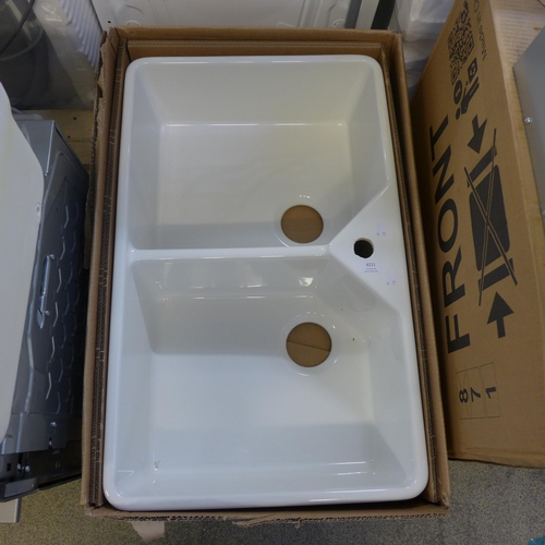 4211 - Roe Double Belfast Ceramic Sink White, Original RRP £457.50 + vat * This lot is subject to vat