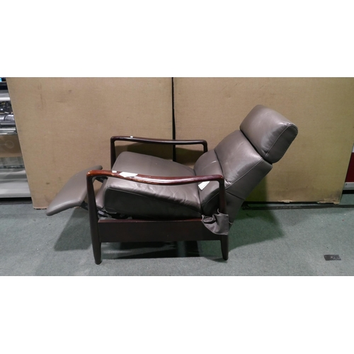 6033 - Kuka grey leather push back recliner armchair (342-528) *This lot is subject to Vat