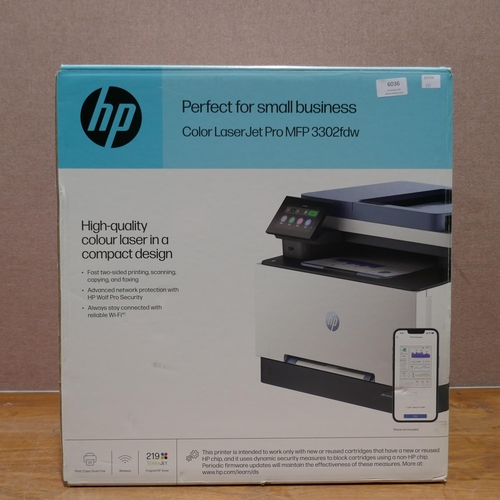 6036 - Hp Color Laserjet Pro Printer - Model Mfp3302Fdw , Original RRP £349.99 + Vat (348-271) *This lot is... 