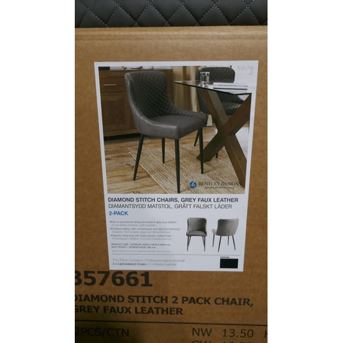 6013 - A pair of Grey Leather Diamond Stitch Chairs, Original RRP £129.99 + Vat (348-356) *This lot is subj... 