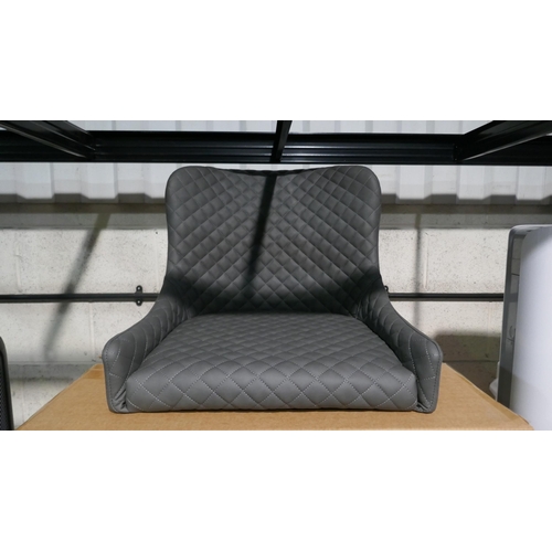 6013 - A pair of Grey Leather Diamond Stitch Chairs, Original RRP £129.99 + Vat (348-356) *This lot is subj... 