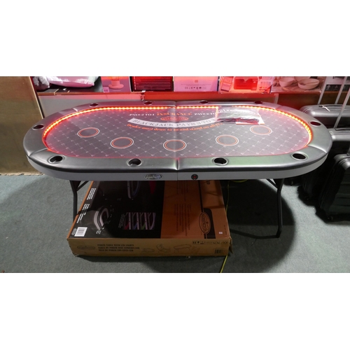 6029 - Barrington 10 Player 3in1 Poker Table With LED Lights and box, Original RRP £199.99 + Vat (348-288) ... 