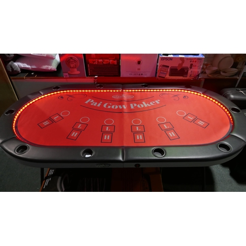 6029 - Barrington 10 Player 3in1 Poker Table With LED Lights and box, Original RRP £199.99 + Vat (348-288) ... 