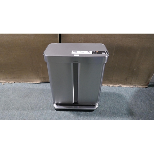 6032 - Simplehuman 58L Dual Compartment Step Bin with box - damaged  (348-104) *This lot is subject to Vat