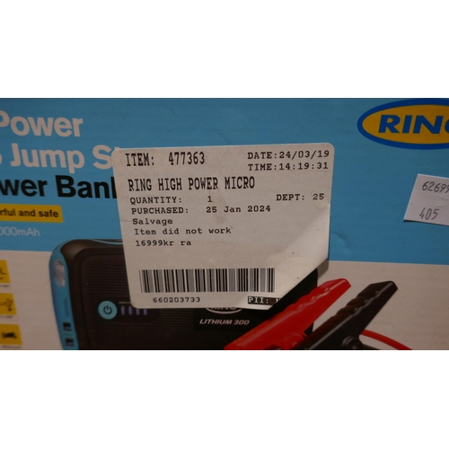 6077 - Ring High Power Micro jump starter with box (342-405) *This lot is subject to Vat