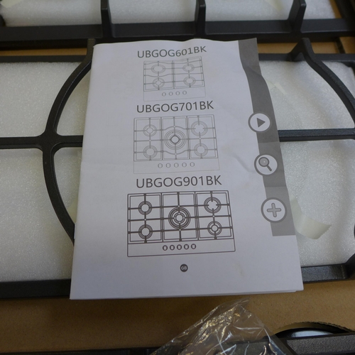 4136 - Gas on glass 5 burner hob Black* This lot is subject to vat