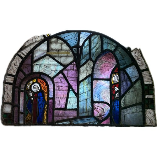 9057 - Eight assorted Ecclesiastical leaded stained glass panels