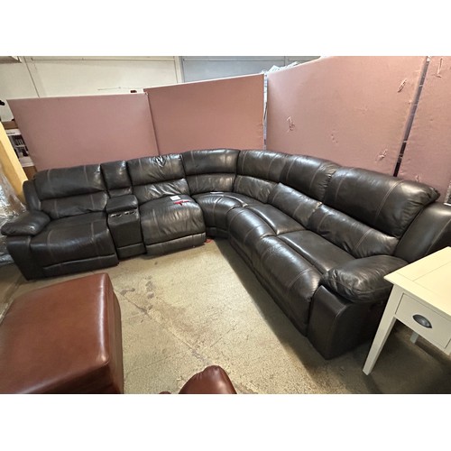 3256 - A Dunhill grey leather power reclining motion corner sofa ( Used / No power leads), Original RRP £18... 