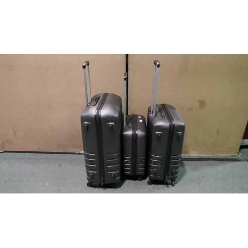 6370 - Rock Byron 3 piece Charcoal Hardside Suitcase Set     (348-158) *This lot is subject to Vat