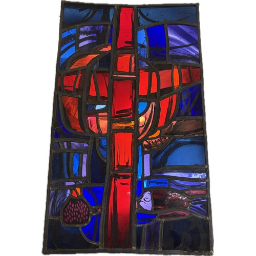 9059 - Sax Roland Shaw (1916-2000), The Bull, an Ecclesiastical leaded stained glass panel, framed (excl. f... 