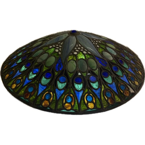 9064 - A large Tiffany style stained glass ceiling light shade, 70cms diameter