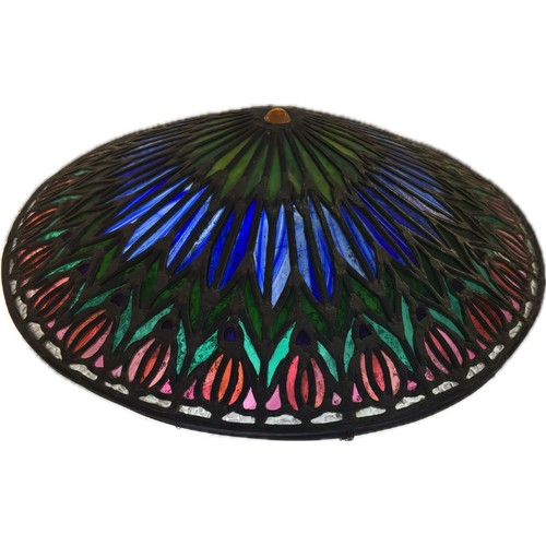 9065 - A large Tiffany style stained glass ceiling light shade, 61cms diameter