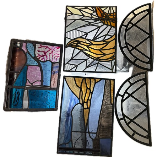 9067 - A large quantity of assorted leaded stained glass panels