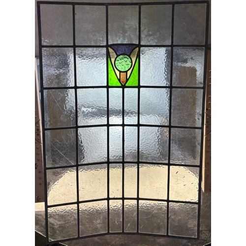 9066 - A pair of large Art Nouveau style leaded stained glass panels 117 x 77cms